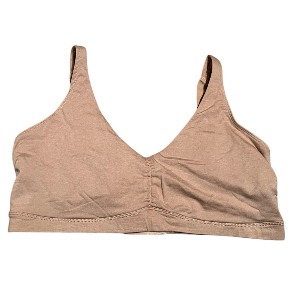 Lands' End Womens Sz Large T-Shirt Bra Beige Tan Wireless Adjustable Bra Comfort